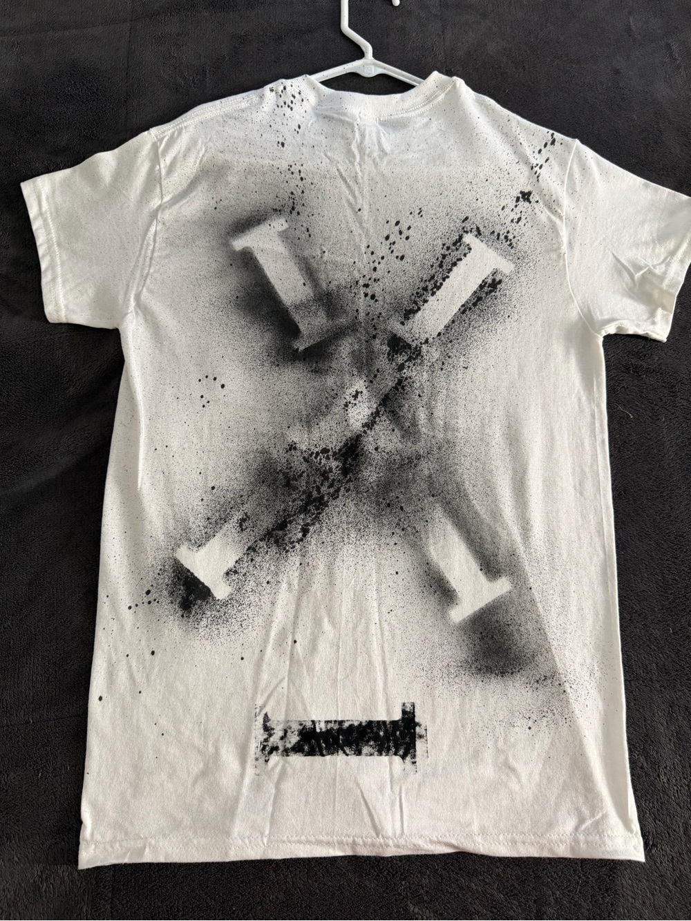 Men's White Short-Sleeve Graphic Tee with Black Spray-X Motif